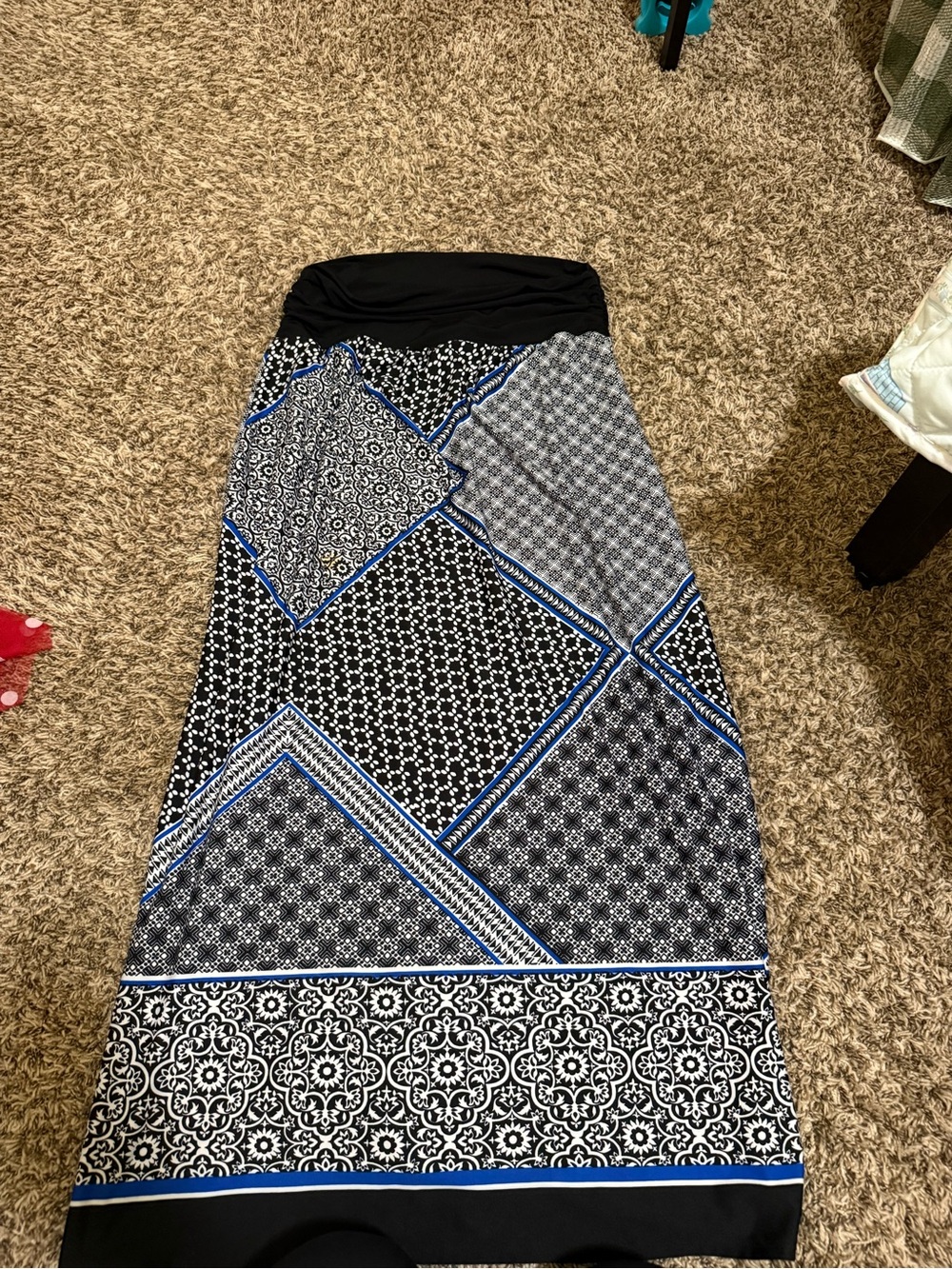 Alyx Black and Blue Patchwork Maxi Skirt